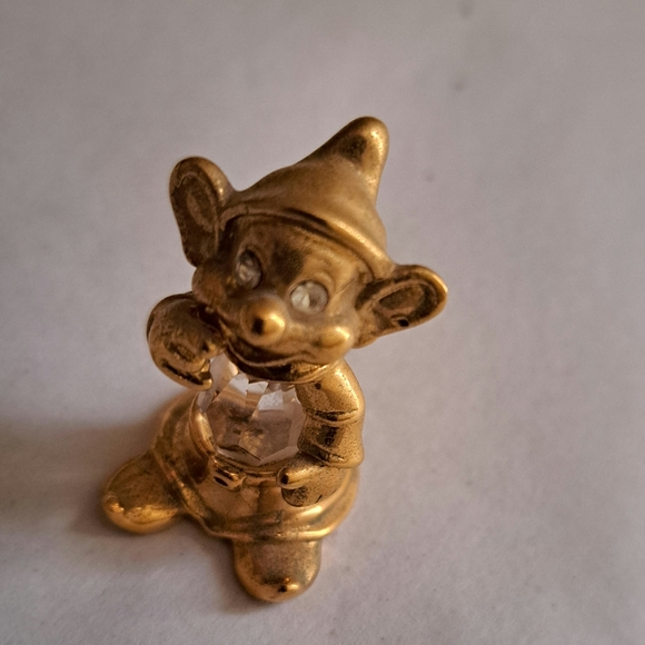 RARE Disney Dopey 1.5" gold tone and crystal  figurine Australia. - Picture 1 of 4